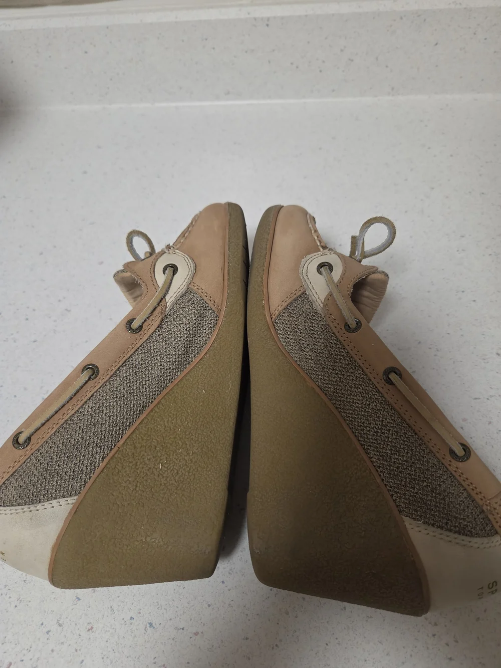 Sperry Tan and Cream Wedge Boat Shoes